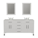 Cambridge Plumbing 72" White Solid Wood and Porcelain Double Vanity