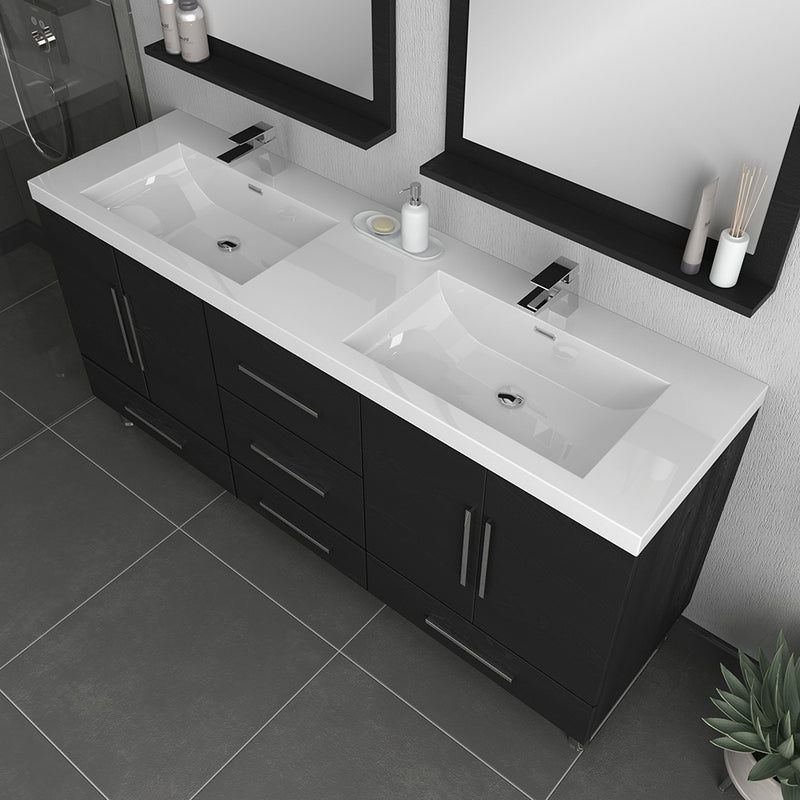 Alya Bath Ripley 67" Black Double Vanity with Sink AT-8063-B