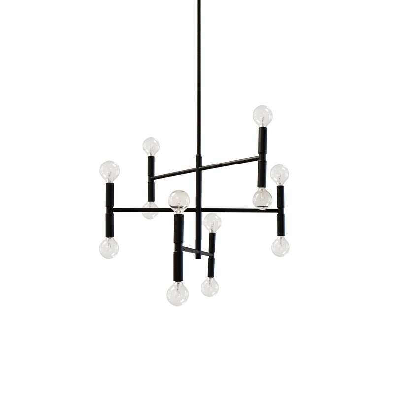 Dainolite 12 Light Incandescent Chandelier Matte Black AVA-2012C-MB