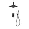 KubeBath Aqua Piazza Matte Black Shower Set with 12" Ceiling Mount Square Rain Shower and Handheld BK-CR300HH2V