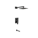 KubeBath Aqua Piazza Matte Black Shower Set with 8" Square Rain Shower and Tub Filler BK-WR200TF2V