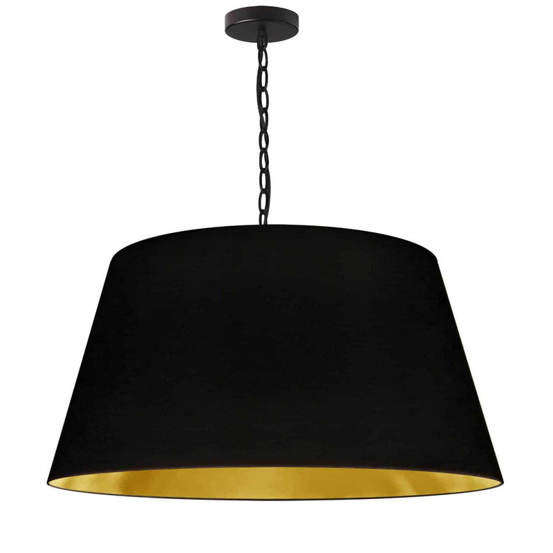 Dainolite 1 Light Brynn Large Pendant Blk/Gld Shade Black BRY-L-BK-698