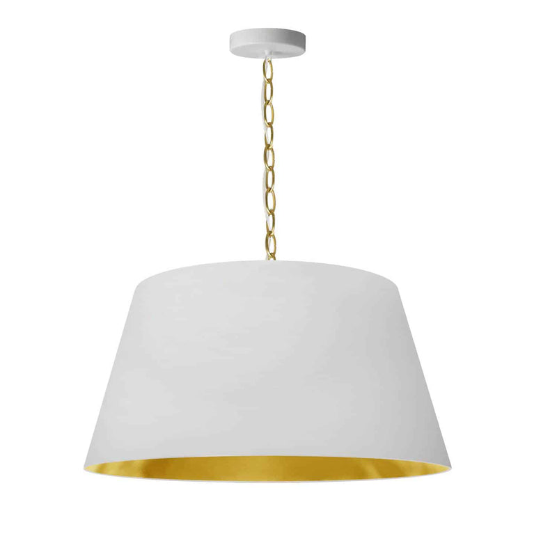 Dainolite 1 Light Brynn Medium Pendant Wht/Gld Shade Agb BRY-M-AGB-692