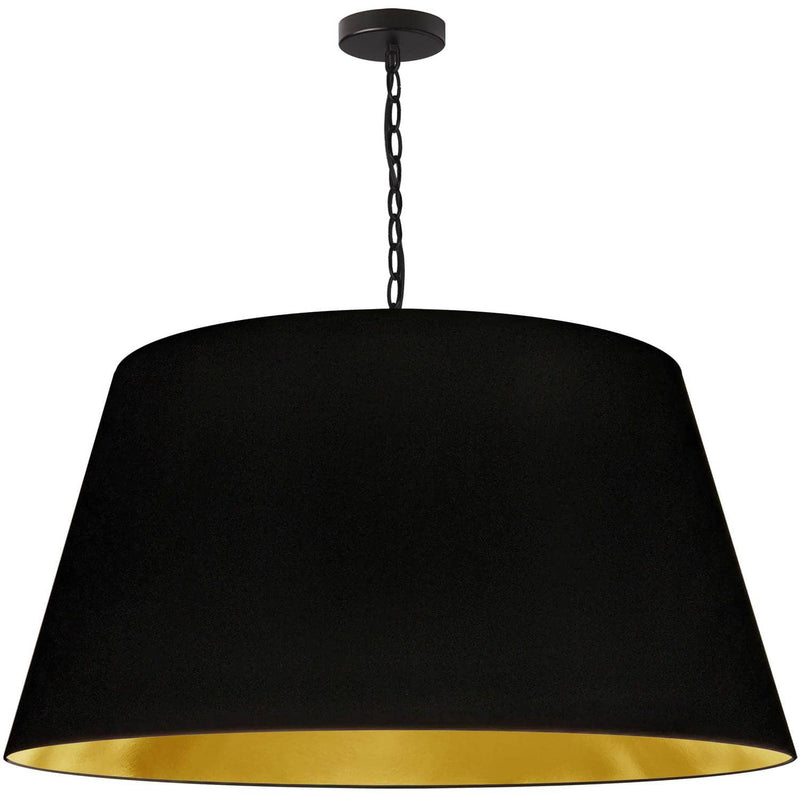 Dainolite 1 Light Brynn X Large Pendant Blk/Gld Shade Black BRY-XL-BK-698