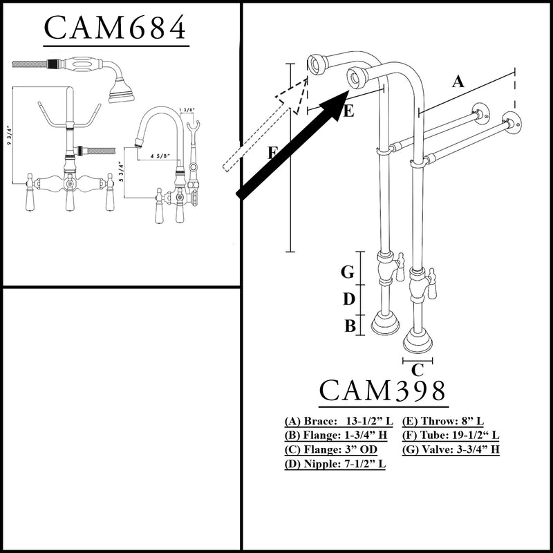 Cambridge Plumbing Clawfoot Tub Freestanding Gooseneck Faucet Hand Held Shower Combo PC