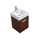 KubeBath Bliss 16" Walnut Wall Mount Modern Bathroom Vanity BSL16-WNT