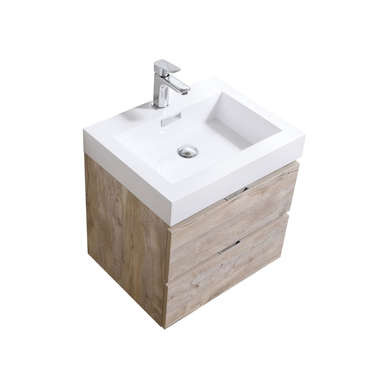 KubeBath Bliss 24" Nature Wood Wall Mount Modern Bathroom Vanity BSL24-NW