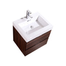 KubeBath Bliss 24" Walnut Wall Mount Modern Bathroom Vanity BSL24-WNT