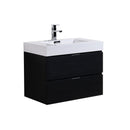 KubeBath Bliss 30" Black Wall Mount Modern Bathroom Vanity BSL30-BK