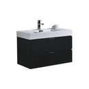 KubeBath Bliss 36" Black Wall Mount Modern Bathroom Vanity BSL36-BK