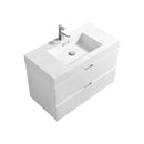 KubeBath Bliss 36" High Gloss White Wall Mount Modern Bathroom Vanity BSL36-GW