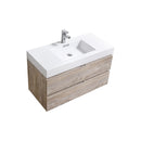 KubeBath Bliss 40" Nature Wood Wall Mount Modern Bathroom Vanity BSL40-NW