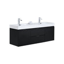 KubeBath Bliss 60" Double Sink Black Wall Mount Modern Bathroom Vanity BSL60D-BK