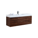 KubeBath Bliss 60" Single Sink Walnut Wall Mount Modern Bathroom Vanity BSL60S-WNT