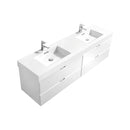 KubeBath Bliss 72" Double Sink High Gloss White Wall Mount Modern Bathroom Vanity BSL72D-GW