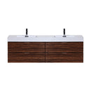 KubeBath Bliss 72" Double Sink Walnut Wall Mount Modern Bathroom Vanity BSL72D-WNT