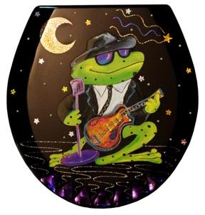 Buggy Whip Blues Bullfrog Hand-Painted Toilet Seat