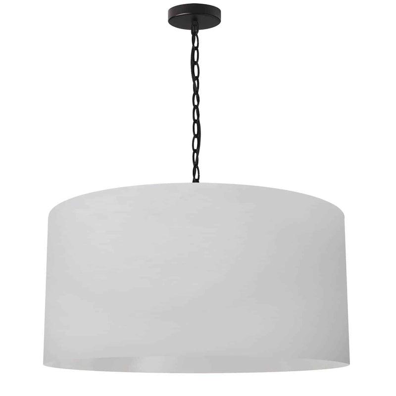 Dainolite 1 Light Large Braxton Pendant Black with White Shade BXN-L-BK-790