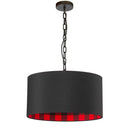 Dainolite 1 Light Medium Braxton Pendant Black with Black and Buffalo Check Shade BXN-M-BK-201B