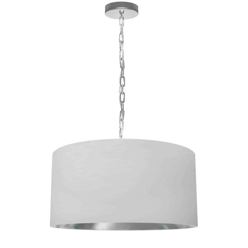 Dainolite 1 Light Medium Braxton Pendant Polished Chrome with White and Silver Shade BXN-M-PC-691