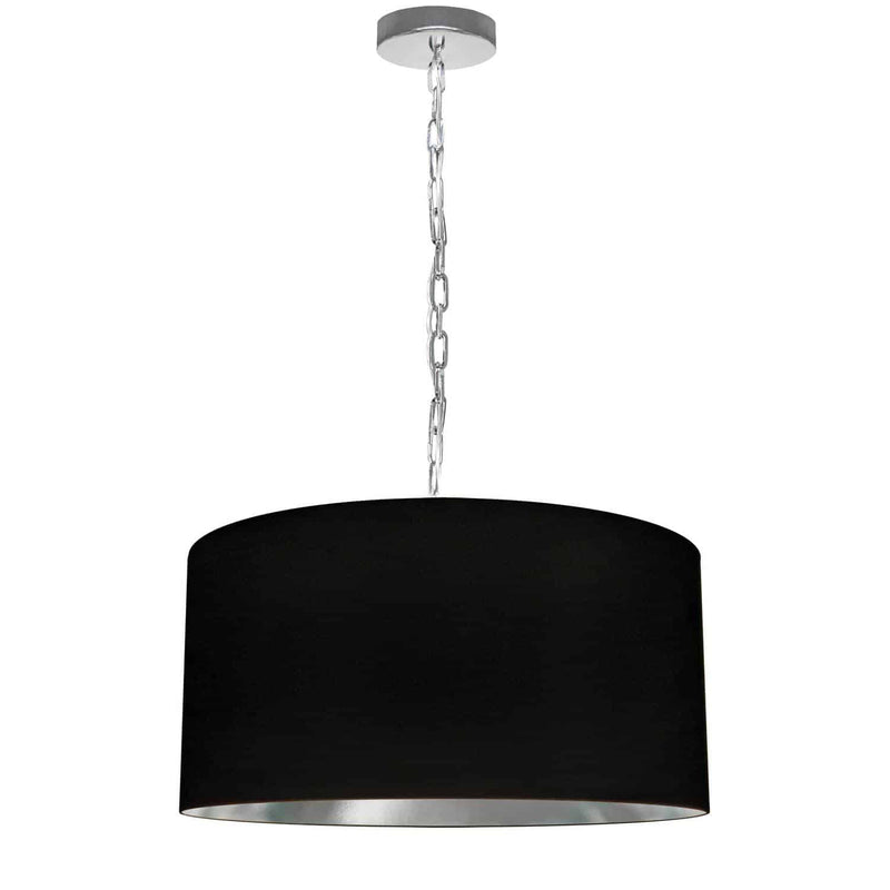 Dainolite 1 Light Medium Braxton Pendant Polished Chrome with Black and Silver Shade BXN-M-PC-697