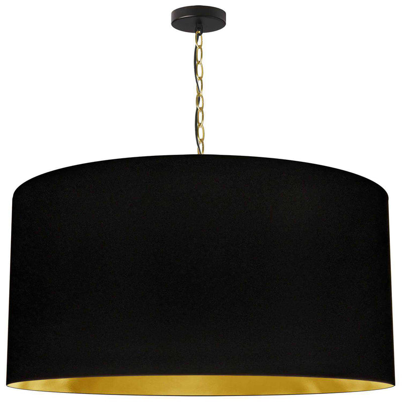 Dainolite 1 Light Extra Large Braxton Pendant Aged Brass with Black and Gold Shade BXN-XL-AGB-698