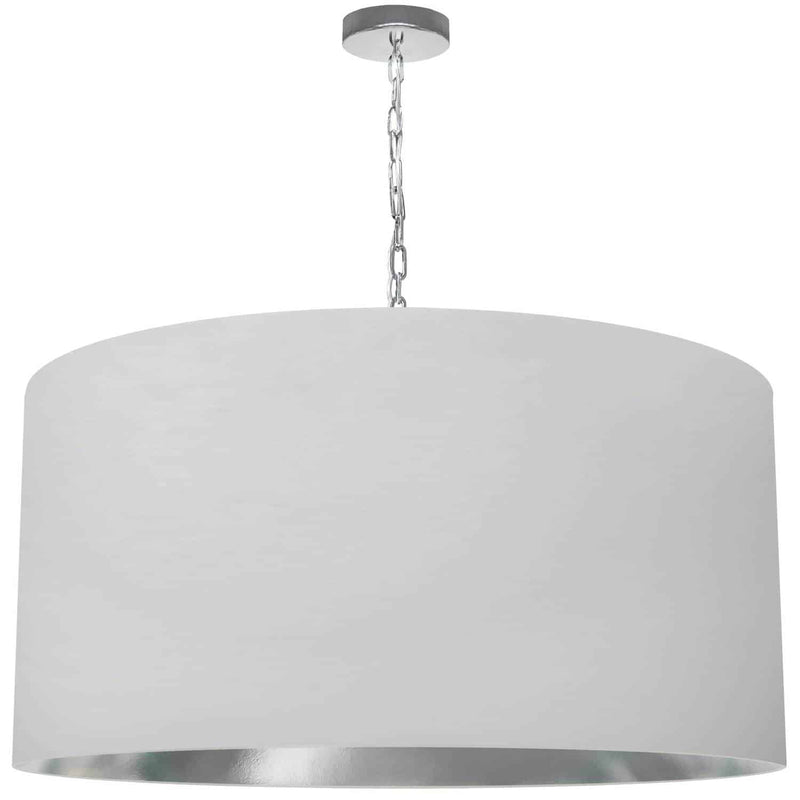 Dainolite 1 Light Extra Large Braxton Pendant Polished Chrome with White and Silver Shade BXN-XL-PC-691