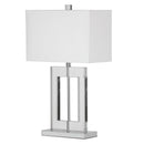 Dainolite 1 Light Table Lamp Rect Crystal with White Shade C52T-PC