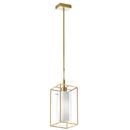 Dainolite 1 Light Rectangular Pendant Aged Brass Metal Frame with Fr and Clr Glass CBE-61P-AGB