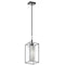 Dainolite 1 Light Rectangular Pendant Matte Black Metal Frame with Fr and Clr Glass CBE-61P-MB