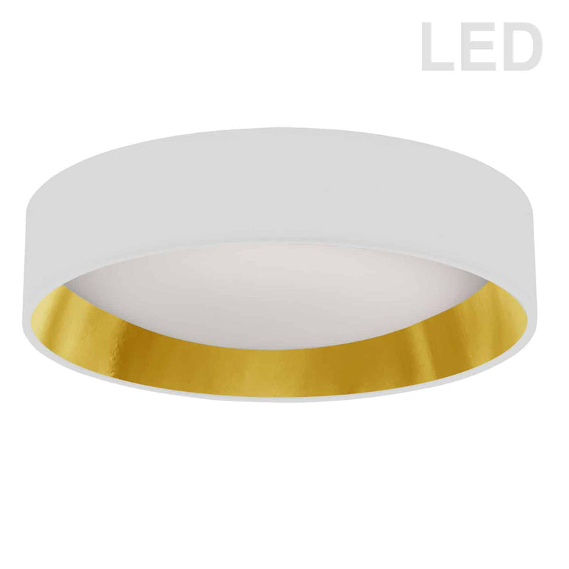 Dainolite 15" Light Flush Mount Fixture White and Gold Shade CFLD-1522-692