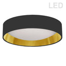 Dainolite 15" Light Flush Mount Fixture Black and Gold Shade CFLD-1522-698