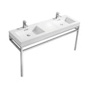 Kubebath Haus 60" Double Sink Stainless Steel Console with White Acrylic Sink - Chrome CH60D