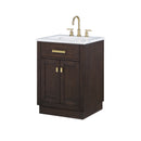 Water Creation Chestnut 24" Single Sink Carrara White Marble Countertop Vanity In Brown Oak CH24CW06BK-000000000