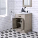 Water Creation Chestnut 24" Single Sink Carrara White Marble Countertop Vanity In Gray Oak with Mirror CH24CW03GK-R21000000