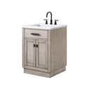 Water Creation Chestnut 24" Single Sink Carrara White Marble Countertop Vanity In Gray Oak with Grooseneck Faucet CH24CW03GK-000BL1403