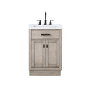 Water Creation Chestnut 24" Single Sink Carrara White Marble Countertop Vanity In Gray Oak with Grooseneck Faucet CH24CW03GK-000BL1403