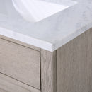 Water Creation Chestnut 30" Single Sink Carrara White Marble Countertop Vanity In Gray Oak with Grooseneck Faucet CH30CW03GK-000BL1403