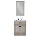 Water Creation Chestnut 30" Single Sink Carrara White Marble Countertop Vanity In Gray Oak with Mirror CH30CW03GK-R21000000