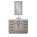 Water Creation Chestnut 48" Single Sink Carrara White Marble Countertop Vanity In Gray Oak with Grooseneck Faucet and Mirror CH48CW03GK-R21BL1403