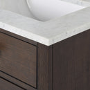 Water Creation Chestnut 60" Double Sink Carrara White Marble Countertop Vanity In Brown Oak with Grooseneck Faucets CH60CW06BK-000BL1406