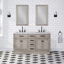 Water Creation Chestnut 60" Double Sink Carrara White Marble Countertop Vanity In Gray Oak with Mirrors CH60CW03GK-R21000000