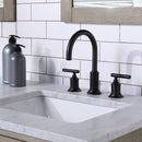 Water Creation Chestnut 60" Double Sink Carrara White Marble Countertop Vanity In Gray Oak with Grooseneck Faucets and Mirrors CH60CW03GK-R21BL1403