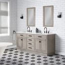 Water Creation Chestnut 72" Double Sink Carrara White Marble Countertop Vanity In Gray Oak CH72CW03GK-000000000