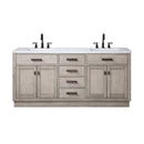 Water Creation Chestnut 72" Double Sink Carrara White Marble Countertop Vanity In Gray Oak CH72CW03GK-000000000