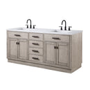 Water Creation Chestnut 72" Double Sink Carrara White Marble Countertop Vanity In Gray Oak with Grooseneck Faucets CH72CW03GK-000BL1403