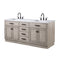 Water Creation Chestnut 72" Double Sink Carrara White Marble Countertop Vanity In Gray Oak with Grooseneck Faucets CH72CW03GK-000BL1403