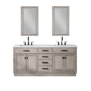 Water Creation Chestnut 72" Double Sink Carrara White Marble Countertop Vanity In Gray Oak with Mirrors CH72CW03GK-R21000000