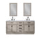 Water Creation Chestnut 72" Double Sink Carrara White Marble Countertop Vanity In Gray Oak with Mirrors CH72CW03GK-R21000000