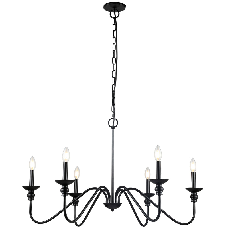 Dainolite 6 Light Incandescent Chandelier Matte Black CLA-366C-MB